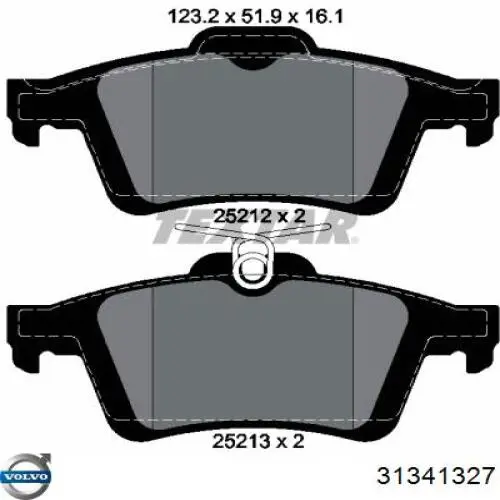 31341327 Volvo Pastillas traseras