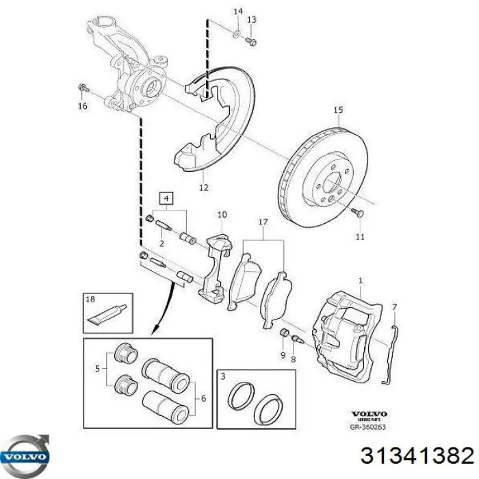 31341382 Volvo freno de disco delantero