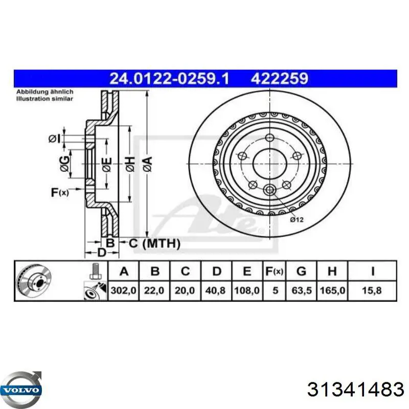 Disco de freno trasero Volvo 31341483 precio, desde 50,17 EUR