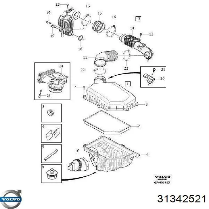 Medidor de flujo de aire Volvo 31342521 precio, desde 106,31 EUR
