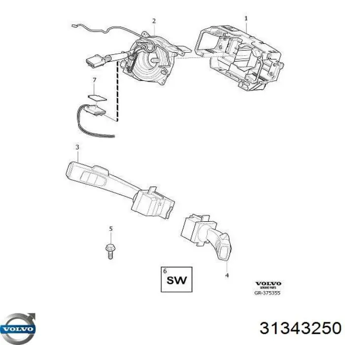 31343250 Volvo anillo airbag del volante