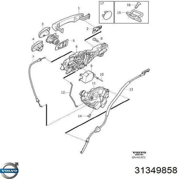 Comprar 31349858 Volvo Cerradura de puerta lateral