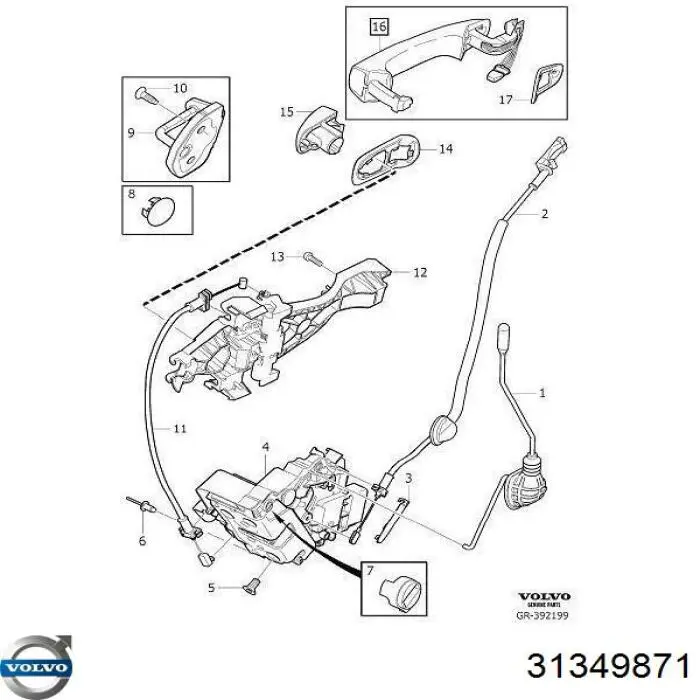 Cerradura de la puerta trasera derecha Volvo 31349871 precio, desde 46,28 EUR