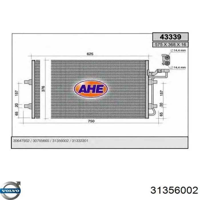 Aire acondicionado capacitor Volvo 31356002 precio, desde 78,73 EUR