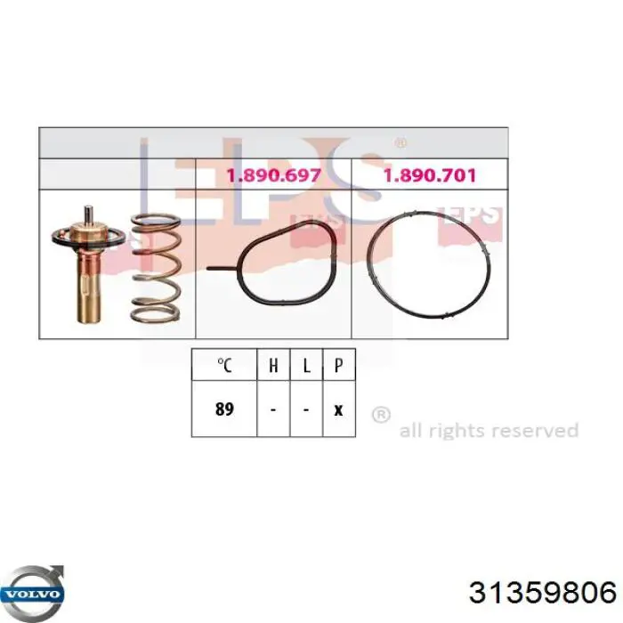 Carcasa del termostato Volvo 31359806 precio, desde 38,13 EUR