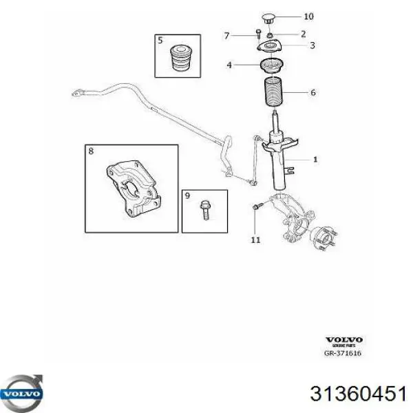 31360451 Volvo Tope de amortiguador trasero