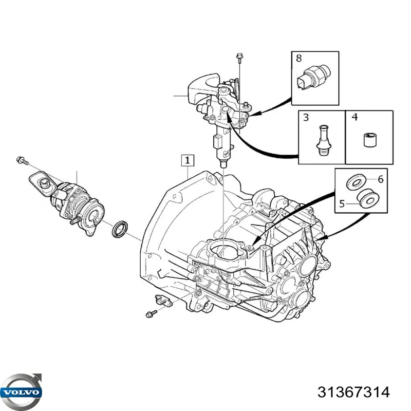 Cilindro esclavo de el embrague cojinete de liberacion Volvo 31367314