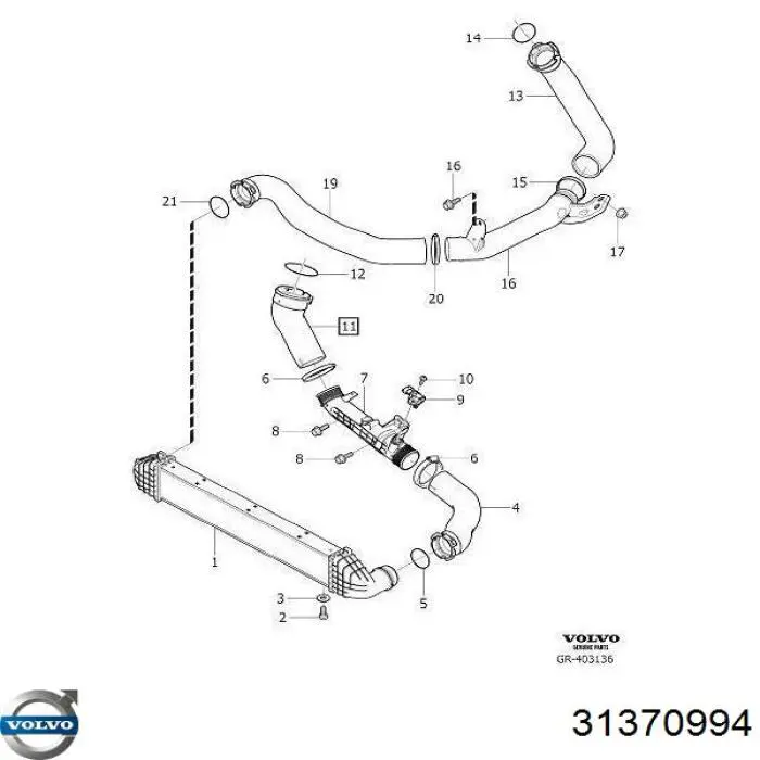 Junta tórica del tubo del intercooler Volvo 31370994 precio, desde 6,17 EUR