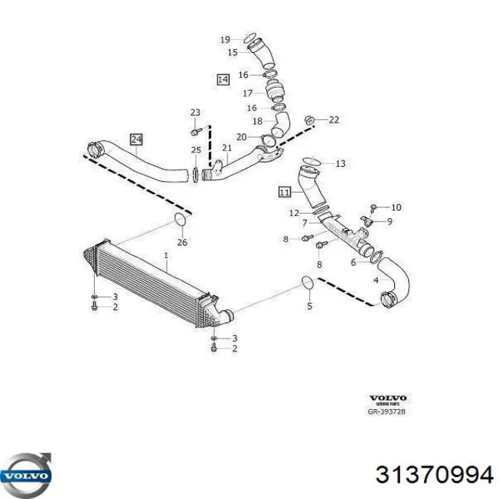 Comprar 31370994 Volvo Junta tórica del tubo del intercooler