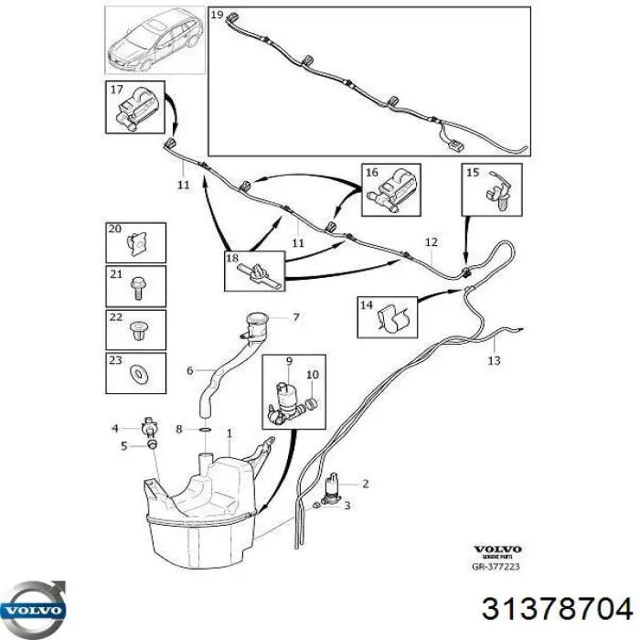 Comprar 31378704 Volvo Boquilla del lavaparabrisas izquierda
