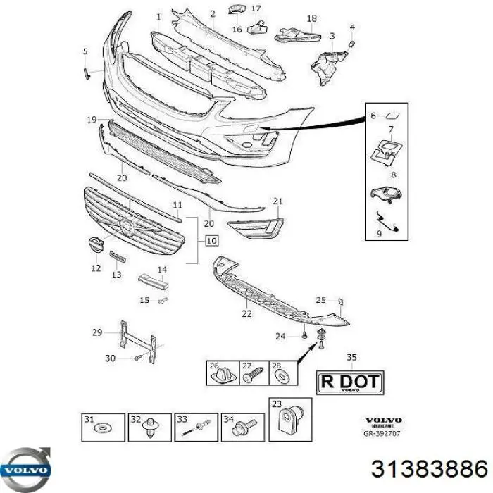 31383886 Volvo Soporte de fijación del faro delantero derecho