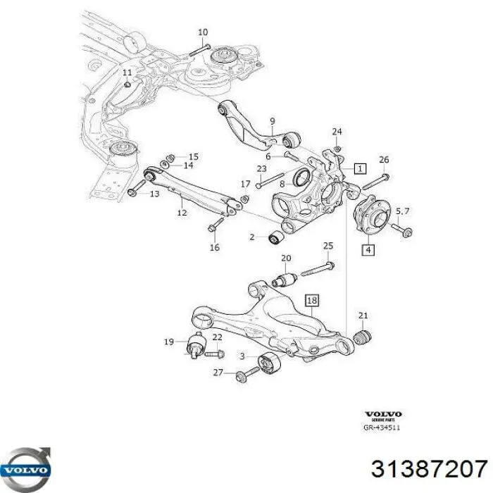 Brazo transversal de suspensión trasera Volvo 31387207 precio, desde 41,28 EUR