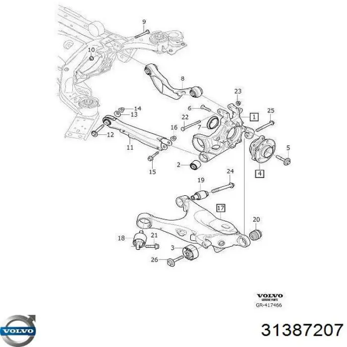 Comprar 31387207 Volvo Brazo transversal de suspensión trasera