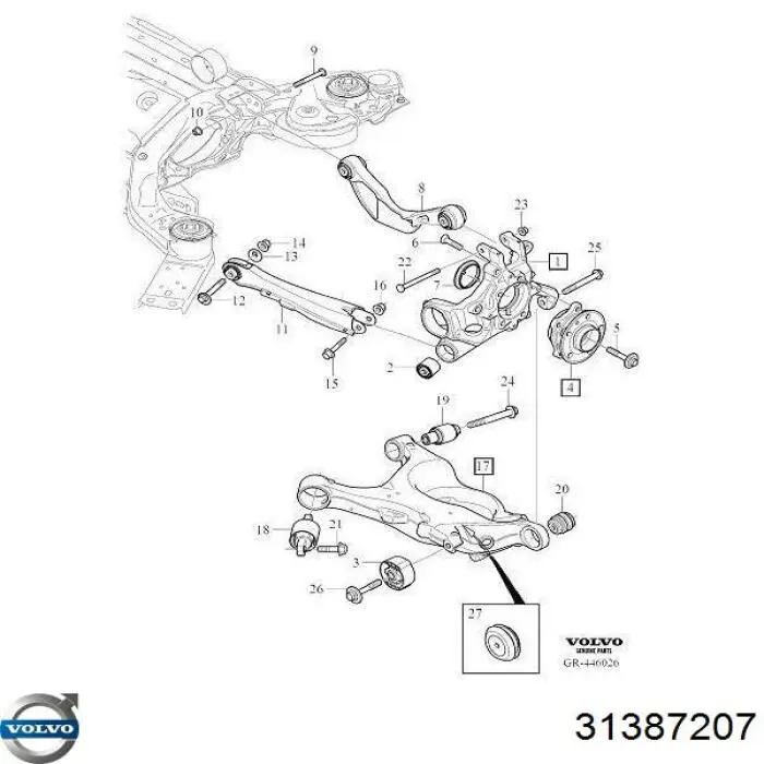 31387207 Volvo Brazo transversal de suspensión trasera