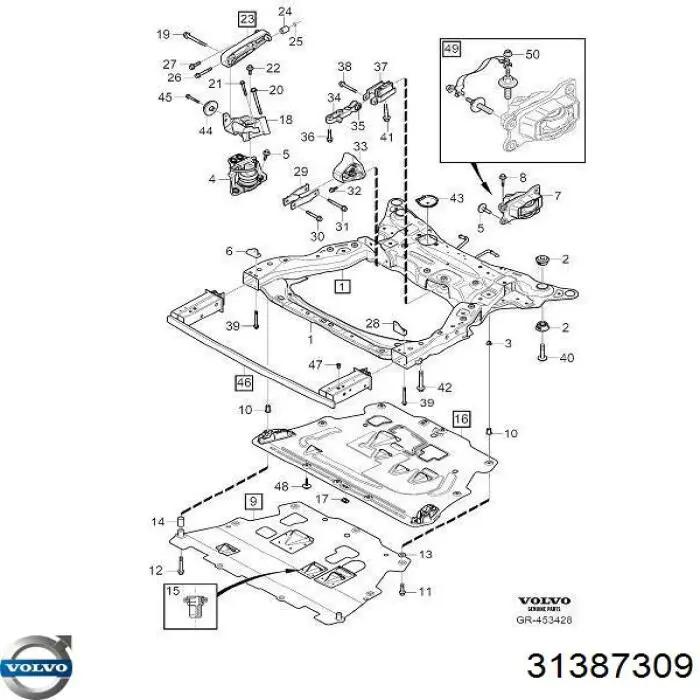 31387309 Volvo refuerzo parachoque delantero