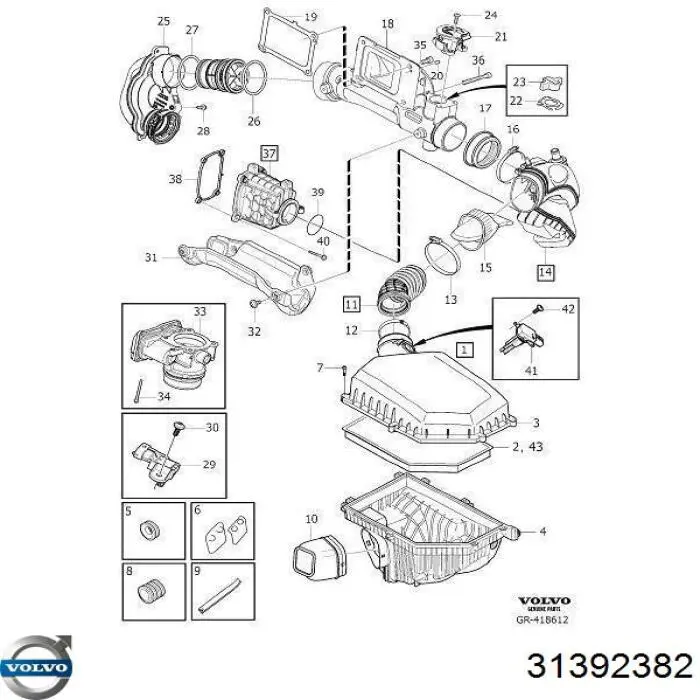 Sensor de presion de carga (inyeccion de aire turbina) para Volvo S90 