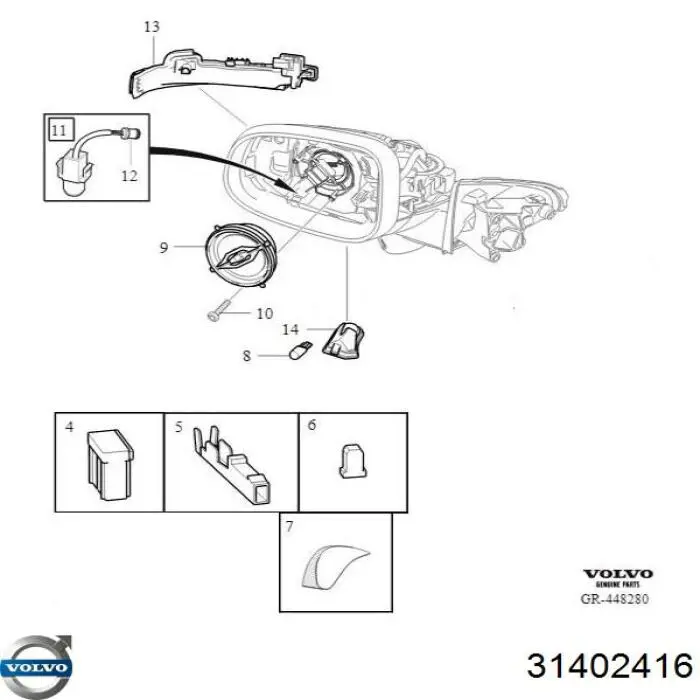 Luz intermitente del espejo retrovisor derecho Volvo 31402416