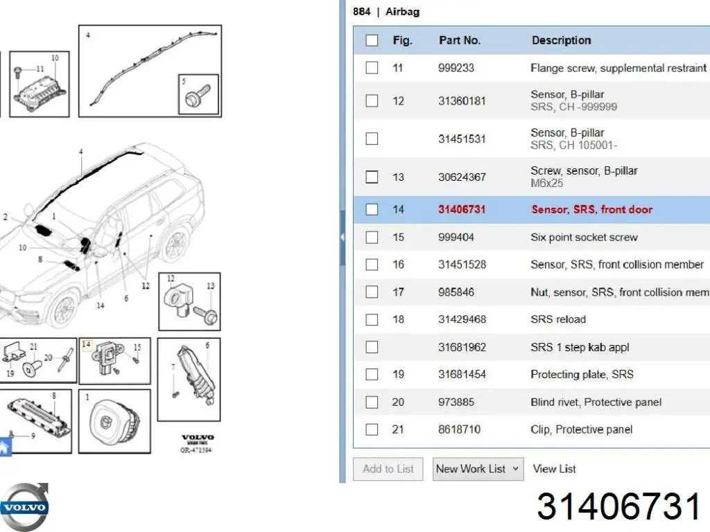 Comprar 31406731 Volvo Sensor de airbag delantero