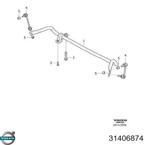 31406874 Volvo barra estabilizadora delantera derecha