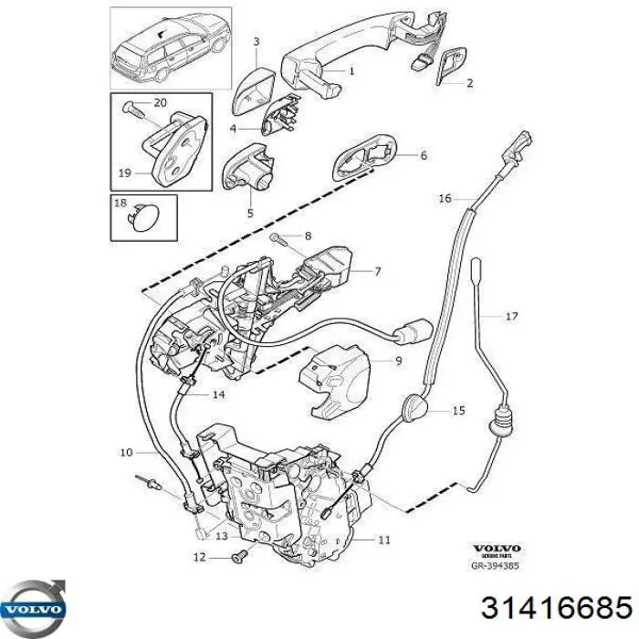 31416685 Volvo cerradura de puerta delantera izquierda