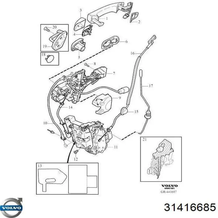 Cerradura delantera izquierda Volvo 31250269