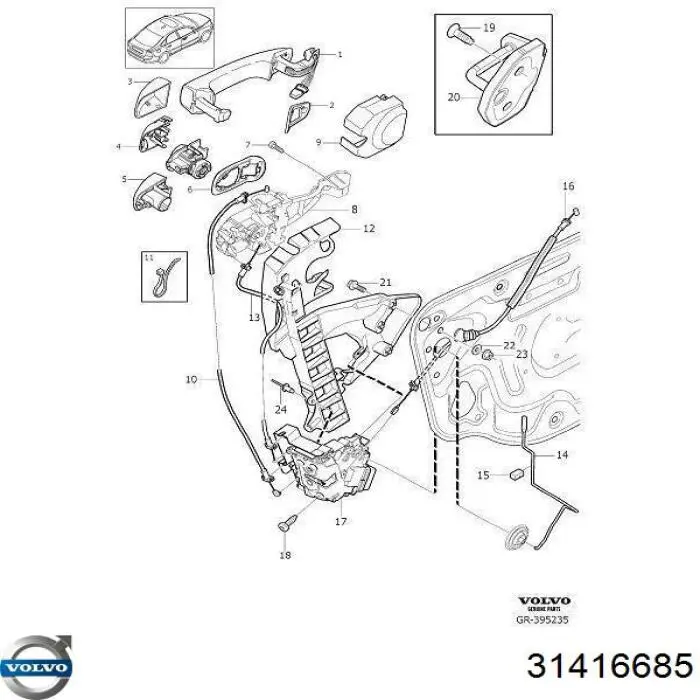 31250269 Volvo Cerradura de puerta