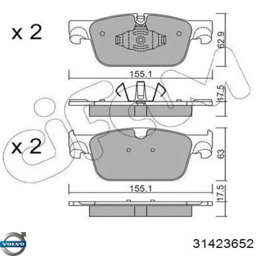 Pastillas de freno 31423652 Volvo