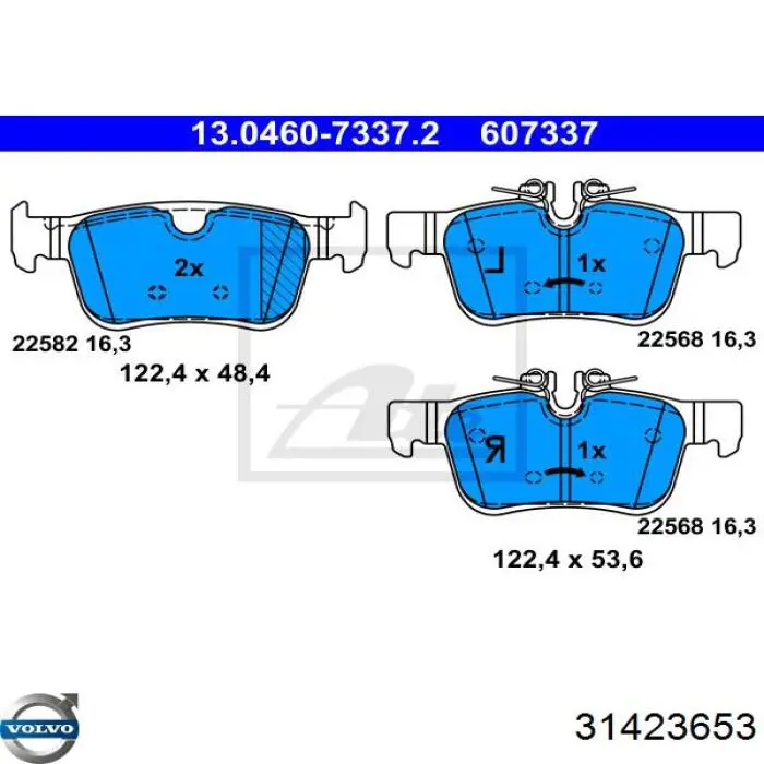 31423653 Volvo pastillas de freno traseras