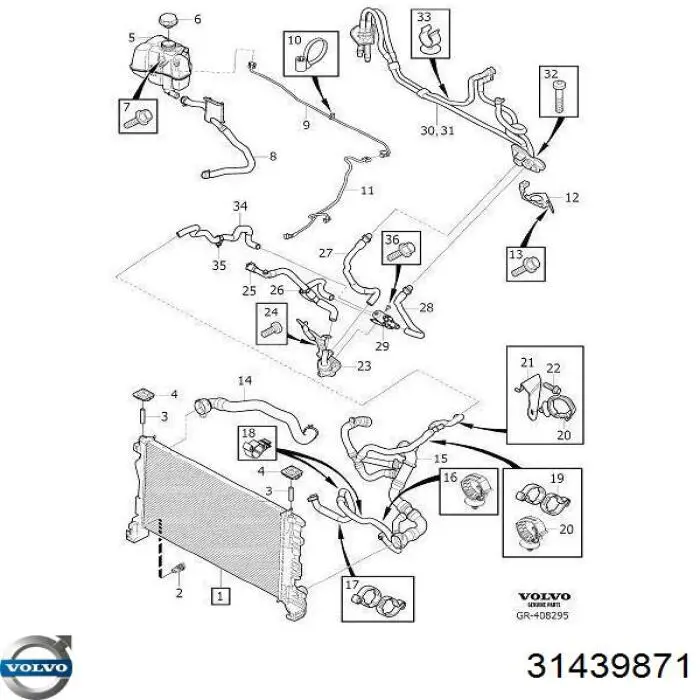 Soporte superior de radiador Volvo 31439871 precio, desde 11,42 EUR