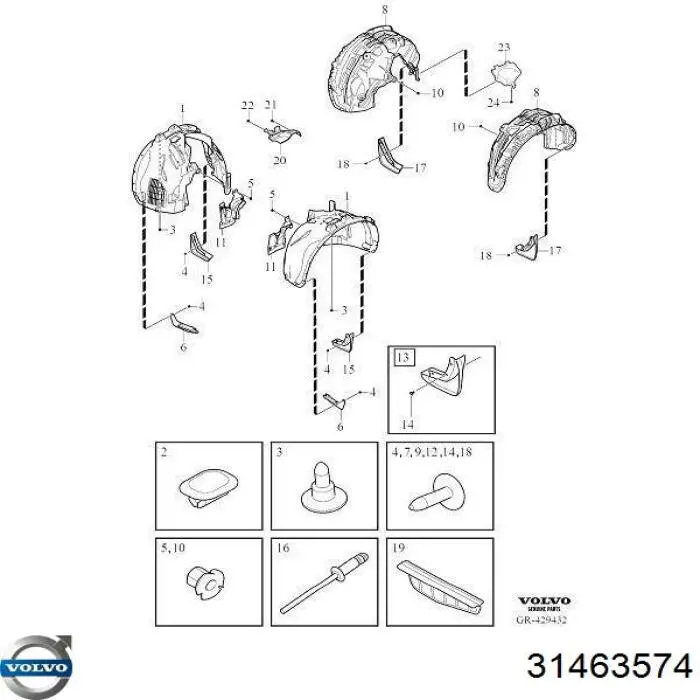 Juego de faldillas delanteras Volvo 31463574 precio, desde 144,29 EUR