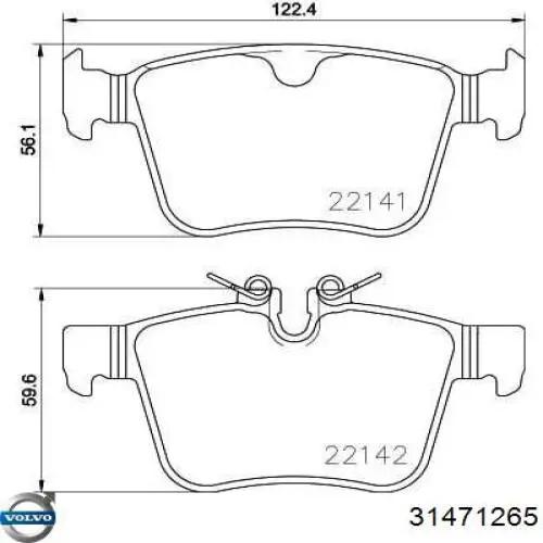 Pastillas traseras de freno Volvo 31471265 precio, desde 22,81 EUR