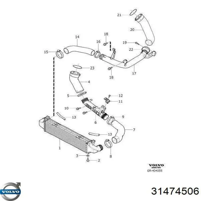 31474506 Volvo radiador de aire de admisión