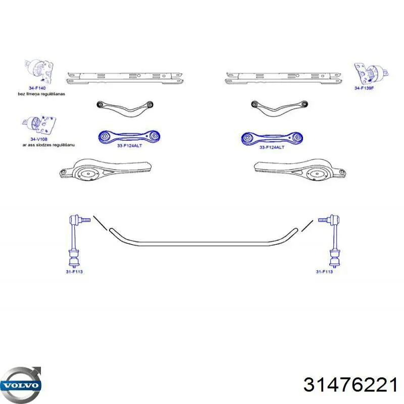 31476221 Volvo bloque silencioso trasero brazo trasero delantero