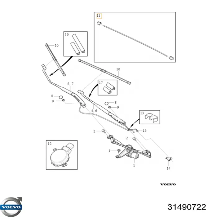 Juego de gomas del limpiaparabrisas Volvo 31490722 precio, desde 36,94 EUR