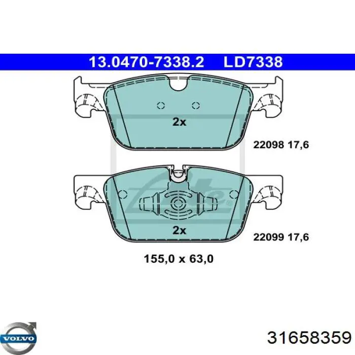 Comprar 31658359 Volvo Pastillas delanteras de freno