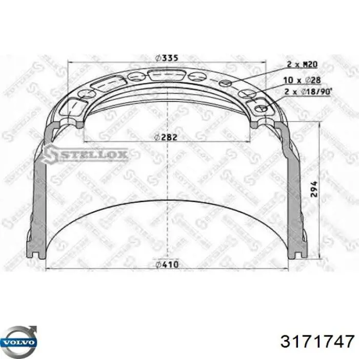 3171747 Volvo Tambor de freno trasero