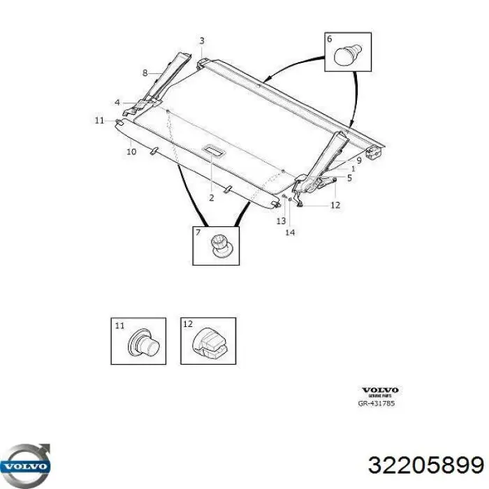 Cortina del compartimento de equipaje Volvo 32205899 precio, desde 445,76 EUR
