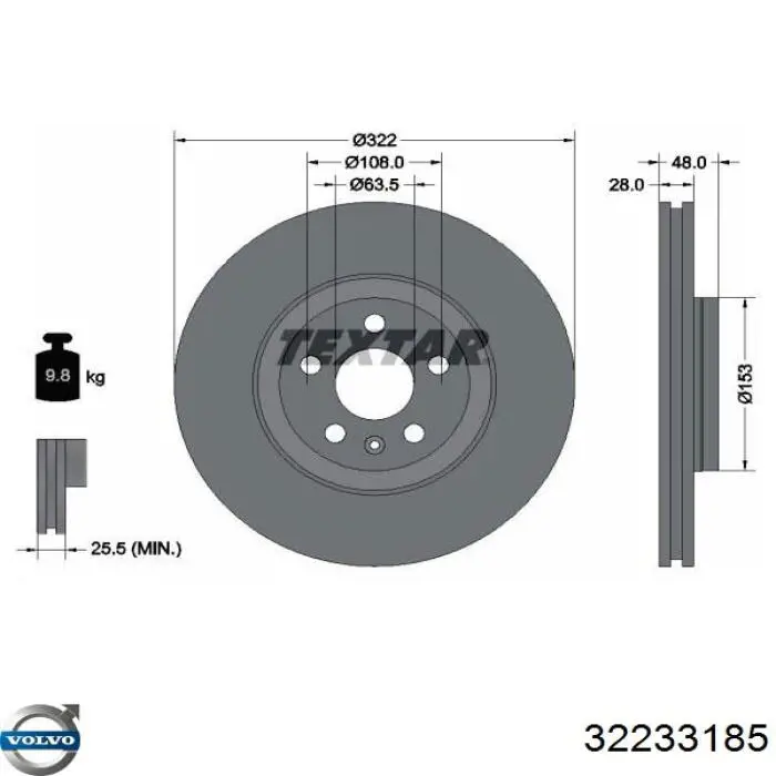 Disco de freno 32233185 Volvo