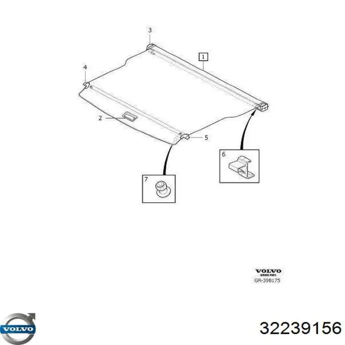 Comprar 32239156 Volvo Cortina del compartimento de equipaje