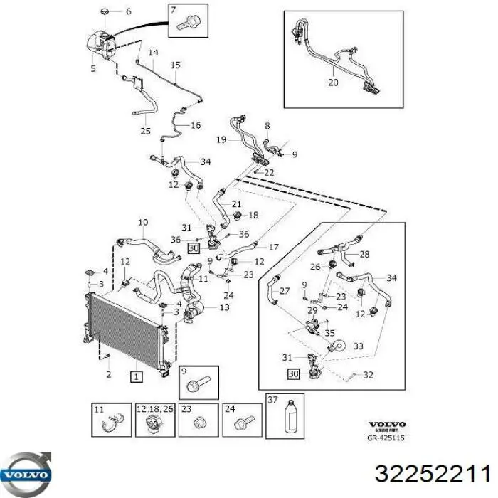 Comprar 32252211 Volvo Manguera superior del depósito de expansión
