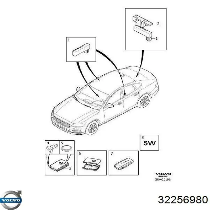 32256980 Volvo Llave de encendido