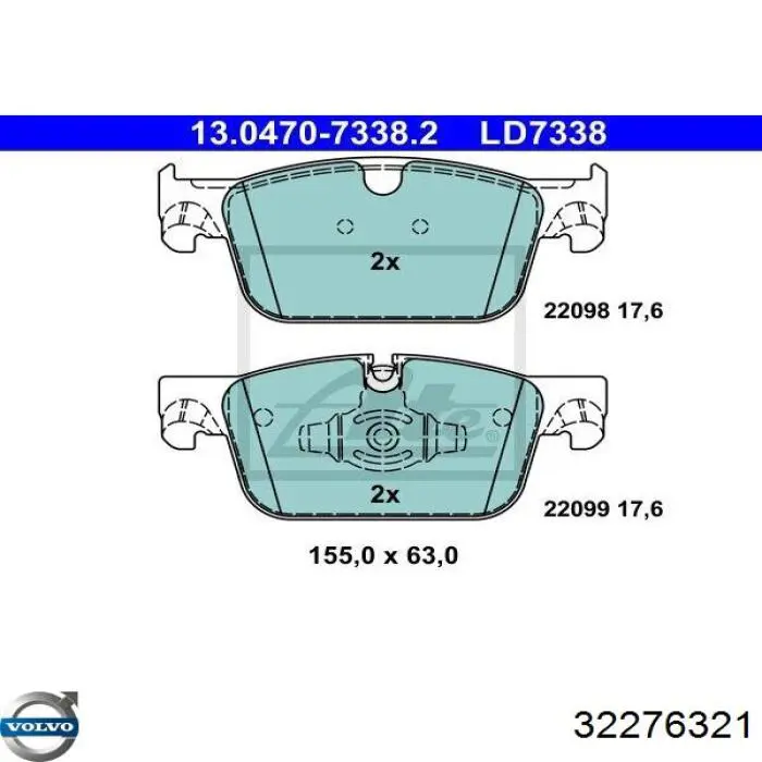 Pastillas de freno 32276321 Volvo