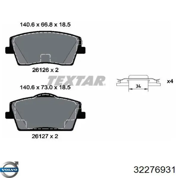 Comprar 32276931 Volvo Pastillas delanteras de freno