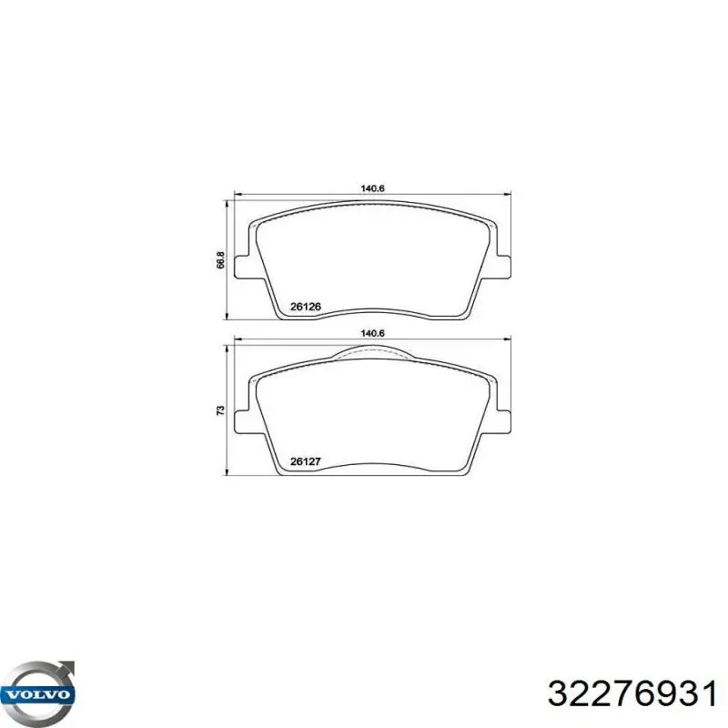 Pastillas freno delanteras Volvo 32276931 precio, desde 44,57 EUR