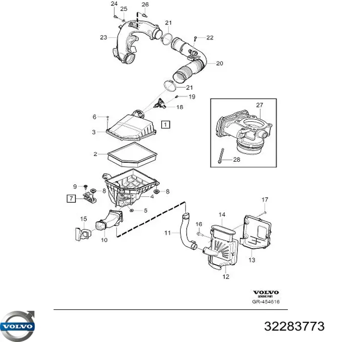 32283773 Volvo Resonador del filtro de aire