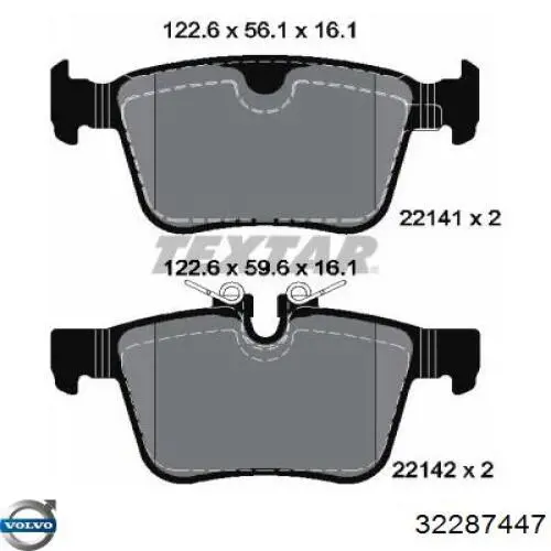 Pastillas traseras de freno Volvo 32287447 precio, desde 22,81 EUR