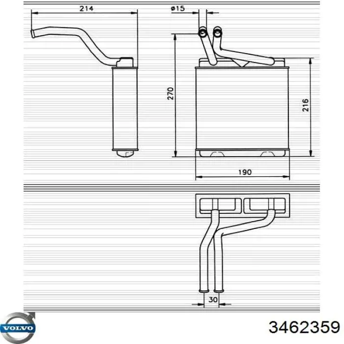 3462359 Volvo radiador de calefacción