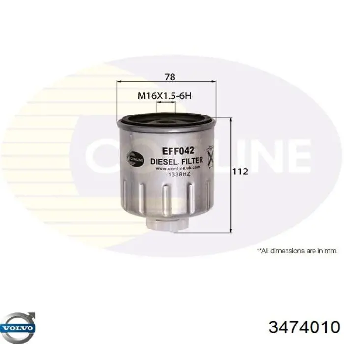 Comprar 3474010 Volvo Filtro diesel