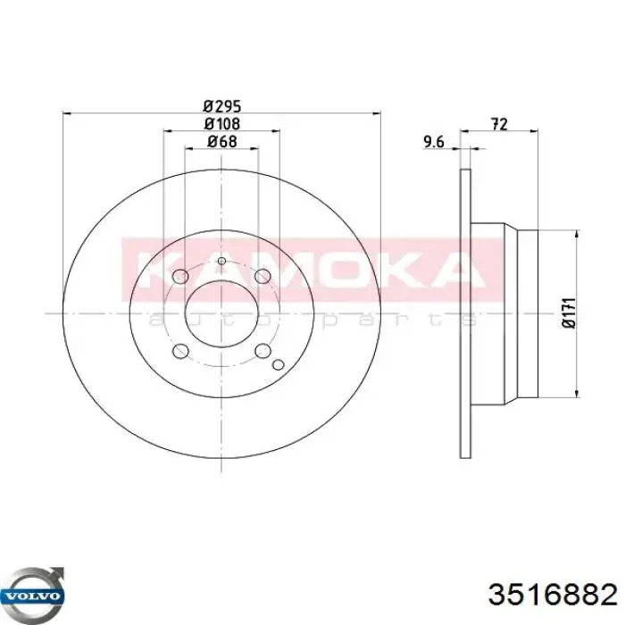 3516882 Volvo disco de freno trasero