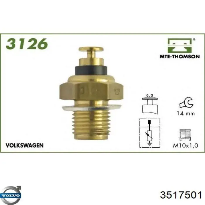 3517501 Volvo sensor de temperatura del refrigerante